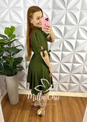 Chemise Linhocel Com Camisolinha e Cinto Faixa Caroline - Verde - Milla Chic