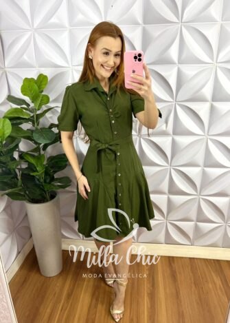 Milla Chic - millachic com br chemise linhocel com camisolinha e cinto faixa caroline verde Chemise Linhocel Com Camisolinha e Cinto Faixa Caroline - Verde - Milla Chic