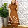 Milla Chic - millachic com br conjunto couro laise camisa e saia midi liriane caramelo 2 Conjunto Couro Laíse Camisa e Saia Mídi Liriane - Caramelo - Milla Chic