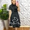 Conjunto Couro Laíse Camisa e Saia Mídi Liriane - Preto - Milla Chic