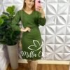 Conjunto Linho Blusa Manga Longa Saia Com Fenda Sarah - Verde - Milla Chic