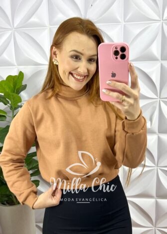 Saia Canelada Anaruga Com Elastano Janice - Preto - Milla Chic
