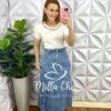 Milla Chic - millachic com br saia jeans com botoes evase longa olivia jeans Saia Jeans Com Botoes Evase Longa Olivia - Jeans - Milla Chic