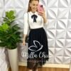 Saia Tule Mídi Com Elástico na Cintura Sabrine - Preta - Milla Chic