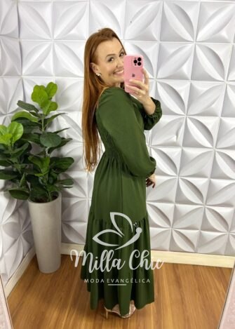 Vestido Dunna Longo Manga Longa Juliana - Verde - Milla Chic