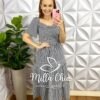 Vestido Crepe Alfaiataria Mídi Com Gola Listrado Carina - Preto - Milla Chic