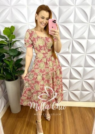 Milla Chic - millachic com br vestido laise 100 algodao bordado em alto relevo helena rosa 2 Vestido Rechilieu Bordado Em Alto Relevo Helena - Rosa - Milla Chic