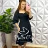 Vestido Linho Manga Longa Curto Sabrina - Preto - Milla Chic