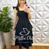 Vestido Linho Mídi Três Marias Manga Babadinho Thaisa - Preto - Milla Chic