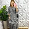 Milla Chic - millachic com br vestido viscolinho longo com botoes estampado daniele preto Vestido Viscolinho Longo Com Botões Estampado Daniele - Preto - Milla Chic