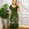 Vestido Viscolinho Mídi Com Gola Elisa - Verde - Milla Chic