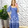 Vestido Viscolinho Mídi Evase Elisabeth - Azul - Milla Chic