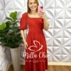 Vestido Viscolinho Mídi Evase Elisabeth - Terra Cota - Milla Chic