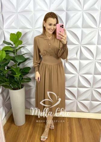 Vestido Viscolinho Mídi Pala Na Cintura Bianca - Preto - Milla Chic