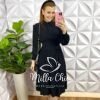 Vestido Viscolinho Mídi Pala Na Cintura Bianca - Preto - Milla Chic