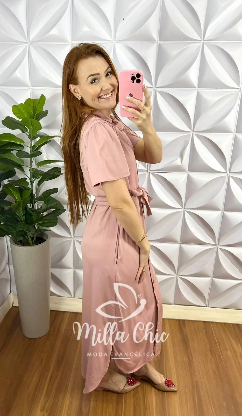 Chemise Sarja Com Algodão Mídi Com Manga Raglan Duda – Rosa Ballet – Milla Chic Chemise Sarja Com Algodão Mídi Com Manga Raglan Duda - Rosa Ballet - Milla Chic