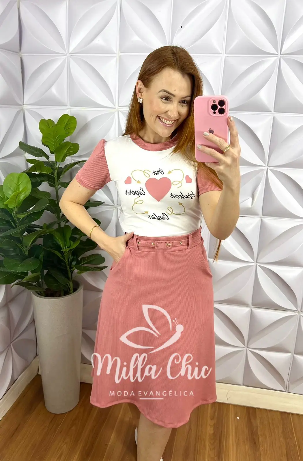 Conjunto Blusa Viscolycra Saia Anarruga Com Cinto Encapado Paula – Rosa – Milla Chic Conjunto Blusa Viscolycra Saia Anarruga Com Cinto Encapado Paula - Rosa - Milla Chic