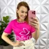Blusa Crepe De Seda Com Gola Marcada Giordani - Rosa - Milla Chic