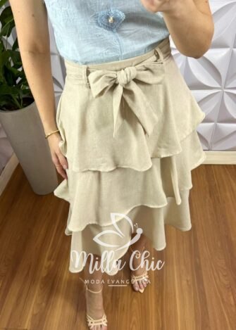 Blusa Cambraia de Linho Com Aplicação de Coração Barbara - Azul - Milla Chic