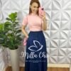 Blusa Canelada Ribana Gola Alta Paloma - Rosa - Milla Chic