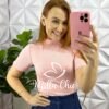 Blusa Canelada Ribana Gola Alta Paloma - Rosa - Milla Chic
