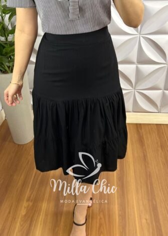 Blusa Crepe Alfaiataria Com Gola Laço Listrada Katia - Preta - Milla Chic