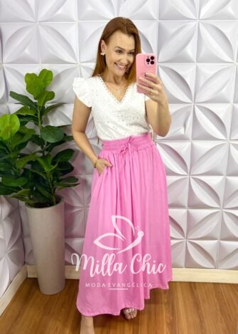 Blusa Laise Algodão Manga Babadinho Anastácia - Branca - Milla Chic