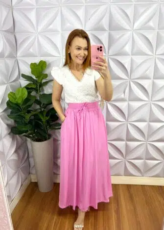 Blusa Laise Algodão Manga Babadinho Anastácia - Branca - Milla Chic