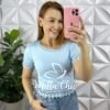 Blusa Malha De Algodão Com Bordados Perola e Guipper Alanis - Azul - Milla Chic