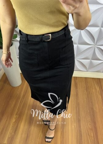 Blusa Tricot Modal Gola Marcada Manga Curta Celeste - Capuchino - Milla Chic