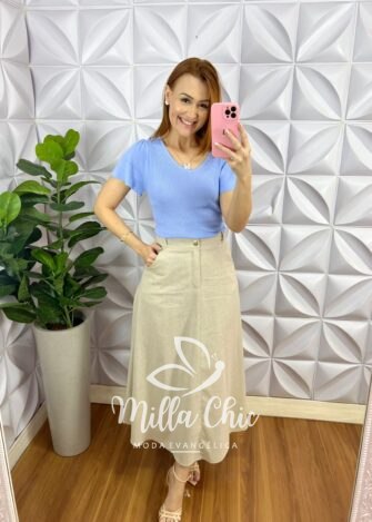 Blusa Tricot Modal Manga Raglan Cátia - Verde - Milla Chic