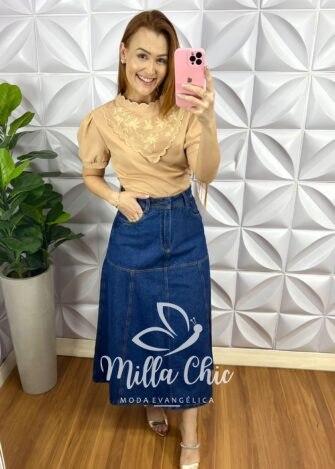 Milla Chic - millachic com br camisa crepe de seda com babado na gola bordado estefani areia 4 Camisa Crepe de Seda Com Babado Na Gola Bordado Estefani - Doce de Leite - Milla Chic