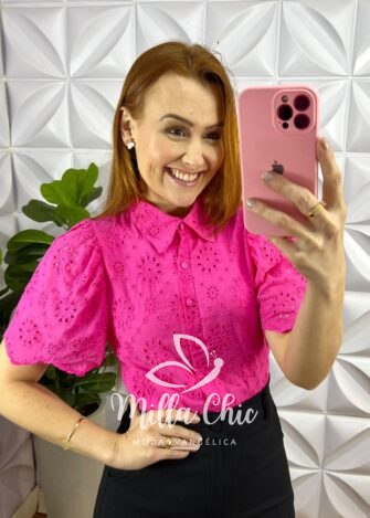 Milla Chic - millachic com br camisa laise 100 algodao manga raglan jeniffer branca copia Camisa Laise 100% Algodão Manga Raglan Jeniffer - Pink - Milla Chic