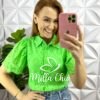 Camisa Laise 100% Algodão Manga Raglan Jeniffer - Verde Limão - Milla Chic