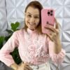 Camisa Laise Manga Longa Babado No Busto Fabiola - Rosa Balett - Milla Chic