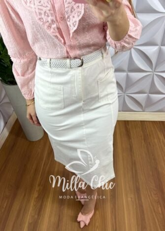 Camisa Laise Manga Longa Babado No Busto Fabiola - Rosa Balett - Milla Chic