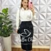 Camisa Linho Com Bordado de Maquina Manga Longa Flavia - Branco - Milla Chic