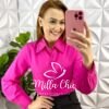 Camisa Linho Com Bordado de Maquina Manga Longa Flavia - Pink - Milla Chic