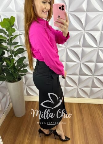 Milla Chic - millachic com br camisa linho com bordado de maquina manga longa flavia pink 5 Camisa Linho Com Bordado de Maquina Manga Longa Flavia - Pink - Milla Chic