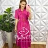 Chemise Linho Com Cinto Faixa Mídi Rayane - Rosa - Milla Chic