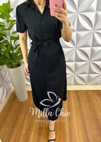 Milla Chic - millachic com br chemise sarja com algodao midi com manga raglan duda preto 4 Chemise Sarja Com Algodão Mídi Com Manga Raglan Duda - Preto - Milla Chic