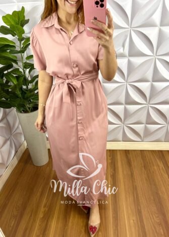 Milla Chic - millachic com br chemise sarja com algodao midi com manga raglan duda rosa ballet Chemise Sarja Com Algodão Mídi Com Manga Raglan Duda - Rosa Ballet - Milla Chic