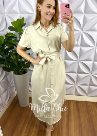 Chemise Sarja Com Algodão Mídi Com Manga Raglan Duda - Rosa Ballet - Milla Chic