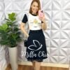 Conjunto Blusa Viscolycra Saia Anarruga Com Cinto Encapado Paula - Preto - Milla Chic