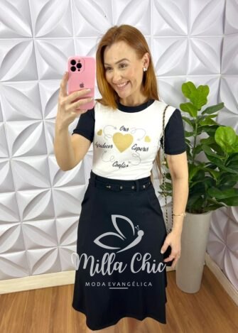 Milla Chic - millachic com br conjunto blusa viscolycra saia anarruga com cinto encapado paula preto 2 Conjunto Blusa Viscolycra Saia Anarruga Com Cinto Encapado Paula - Preto - Milla Chic
