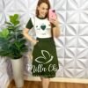 Conjunto Blusa Viscolycra Saia Anarruga Com Cinto Encapado Paula - Verde - Milla Chic