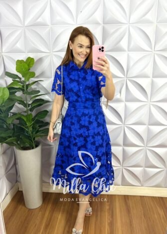 Conjunto Richilieu Camisa e Saia Mídi Lisboa - Branco - Milla Chic