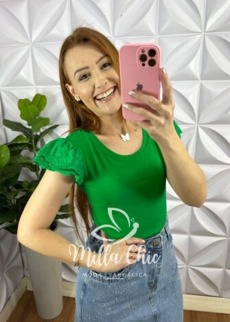Saia Jeans Mídi Com Fenda Lateral Toda Com Strass Ester - Azul - Milla Chic
