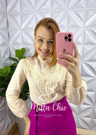 Saia Linho Evase Com Cinto Faixa E Bolso Francine - Fuschia - Milla Chic