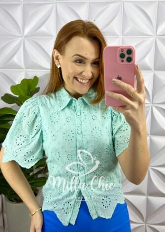 Saia Viscolinho Forrada Três Marias Marisa - Azul - Milla Chic